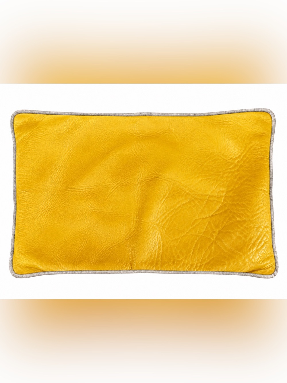 Serena & Lily Leather Linen Pillow Cover Mustard Yellow 12x18 Lumbar